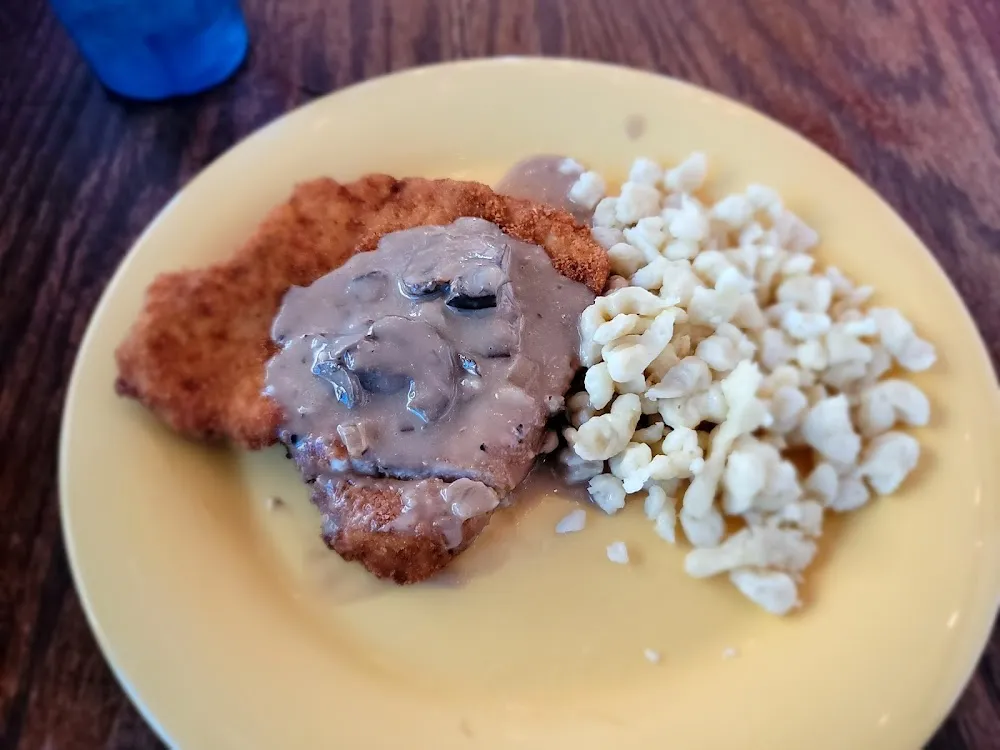 Jaeger Schnitzel and Spaetzle