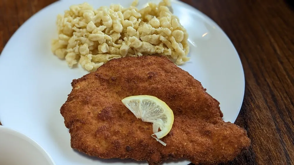 Schnitzel with Side of Spaetzle